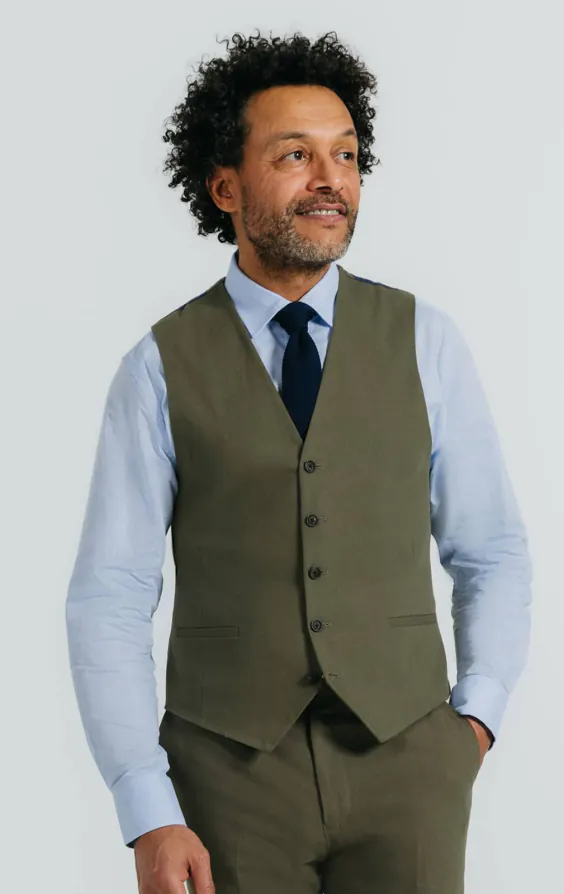 Green Linen Twill Vest Green Linen Twill Vest