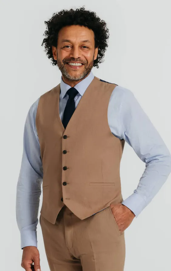 Brown Linen Twill Vest Brown Linen Twill Vest