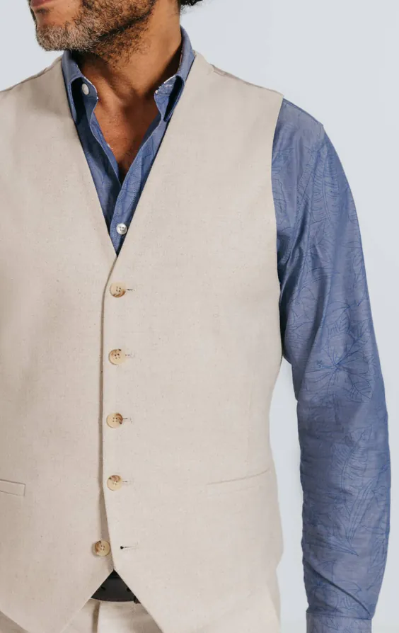 Oatmeal Linen Herringbone Vest - photo 2 Oatmeal Linen Herringbone Vest - photo 2