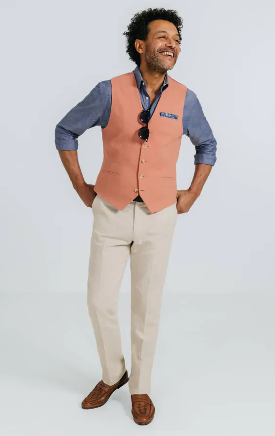 Coral Linen Twill Vest - photo 1 Coral Linen Twill Vest - photo 1