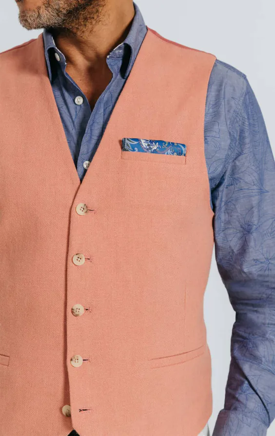 Coral Linen Twill Vest - photo 2 Coral Linen Twill Vest - photo 2