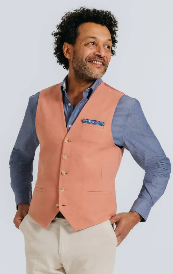 Coral Linen Twill Vest Coral Linen Twill Vest