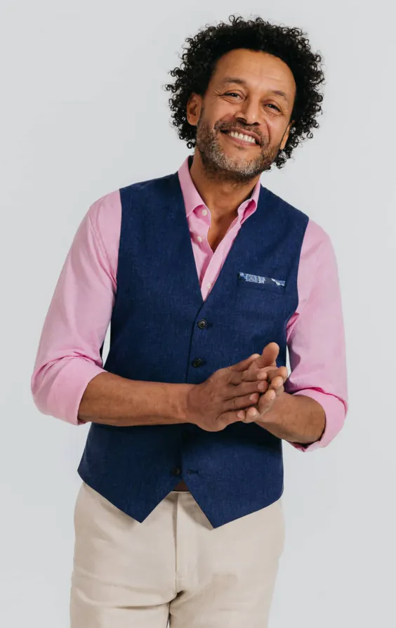 Navy Textured Vest Navy Textured Vest