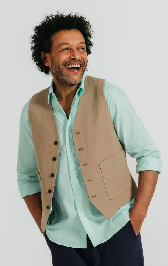 Tan Linen Twill Vest Tan Linen Twill Vest