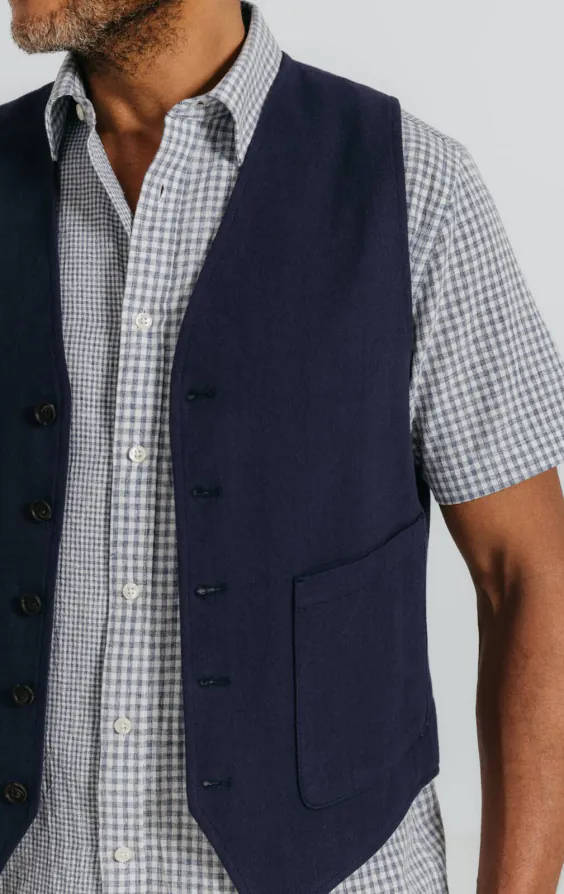 Navy Linen Twill Vest - photo 2