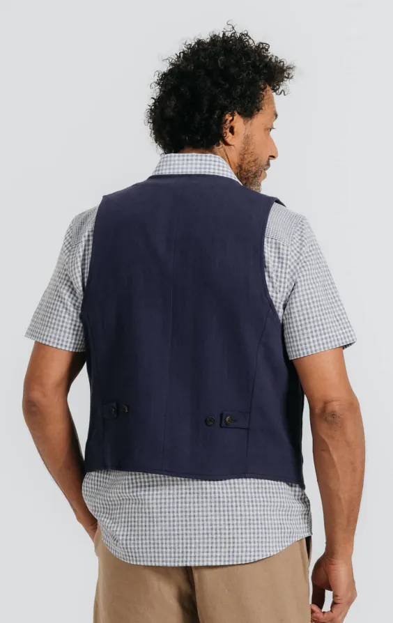 Navy Linen Twill Vest - photo 3
