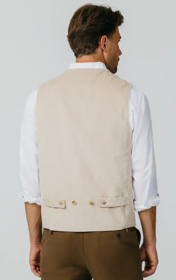 Beige Corduroy Vest with Patch Pockets - photo 2