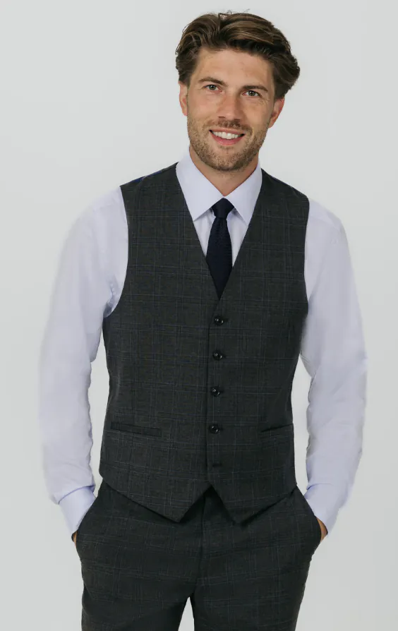 Charcoal Windowpane Vest Charcoal Windowpane Vest