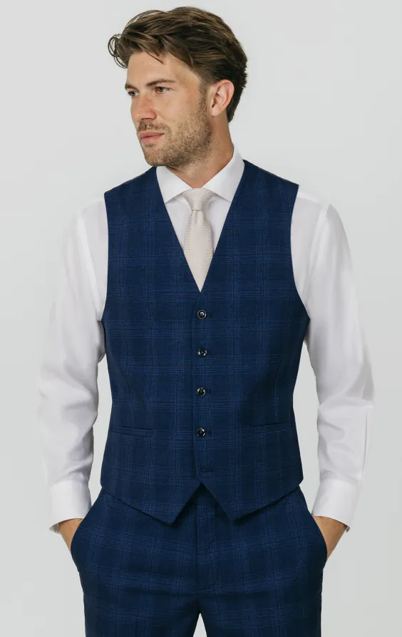 Royal Blue Shadow Check Vest Royal Blue Shadow Check Vest