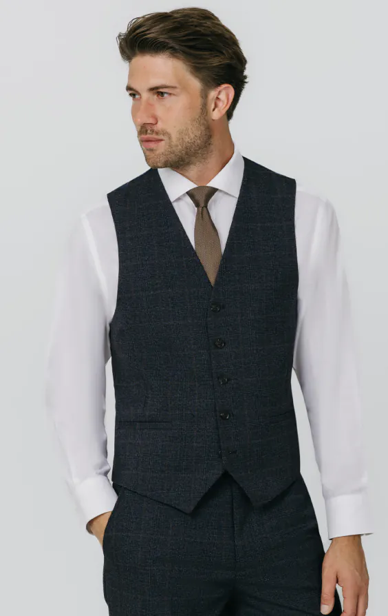 Navy with Rust Check Vest Navy with Rust Check Vest
