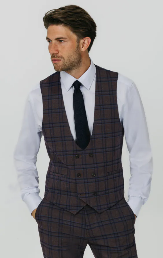 Burgundy with Blue Windowpane Check Suit - photo 7 Burgundy with Blue Windowpane Check Suit - photo 7