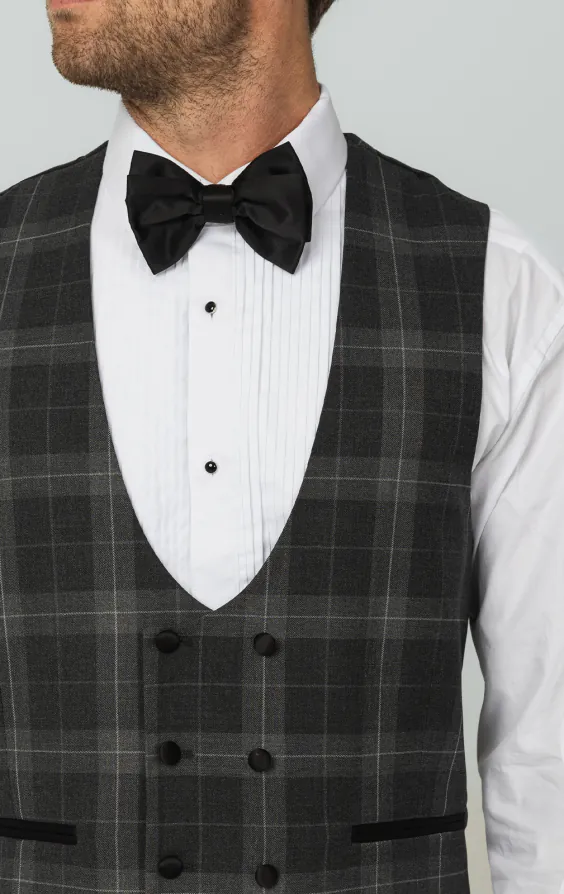 Grey Tartan Check Double Breasted Horseshoe Vest - photo 1 Grey Tartan Check Double Breasted Horseshoe Vest - photo 1
