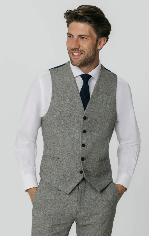 Light Grey Donegal Tweed Vest Light Grey Donegal Tweed Vest