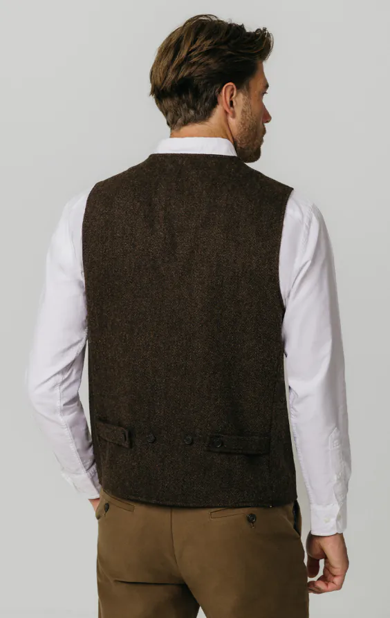 Brown Barleycorn Tweed Vest with Patch Pockets - photo 3 Brown Barleycorn Tweed Vest with Patch Pockets - photo 3