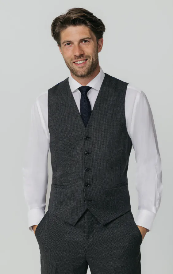 Charcoal Puppytooth Check Vest Charcoal Puppytooth Check Vest