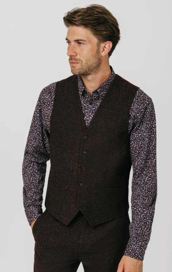 Burgundy Donegal Tweed Vest Burgundy Donegal Tweed Vest