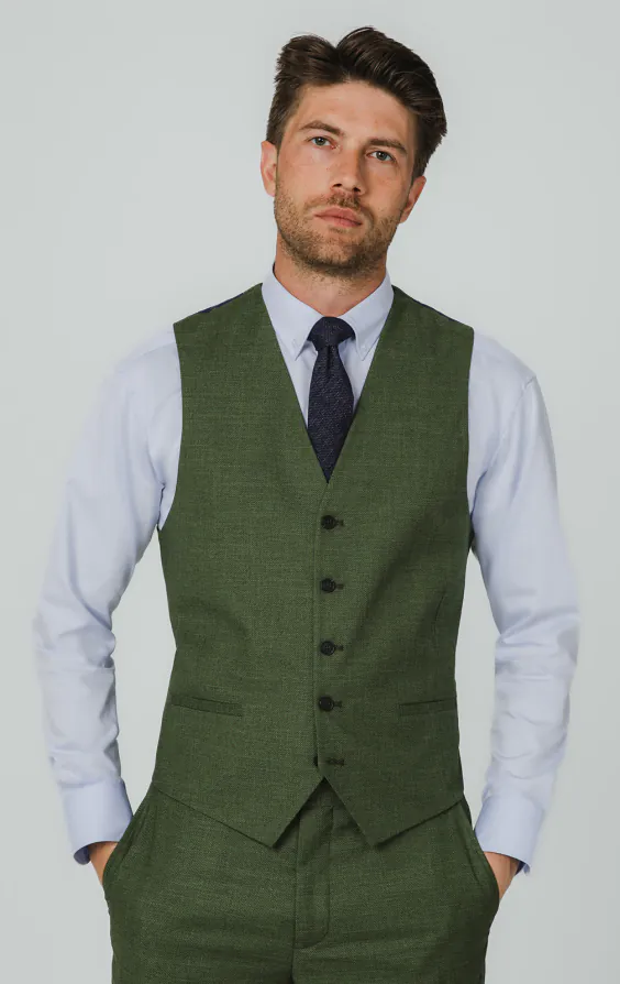 Pine Green Textured Weave Vest Pine Green Textured Weave Vest