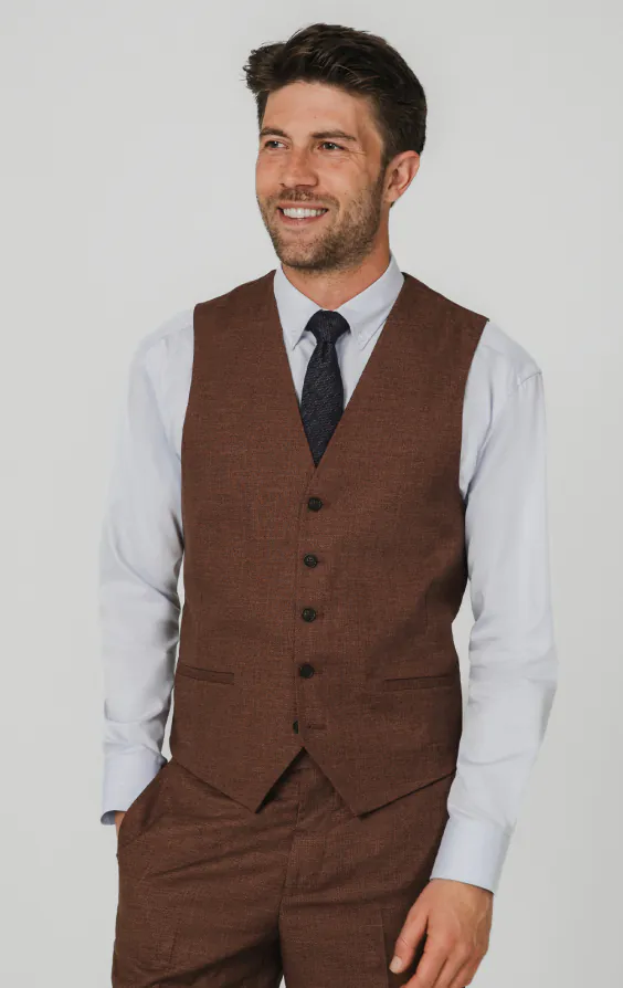 Rust Brown Textured Weave Vest Rust Brown Textured Weave Vest