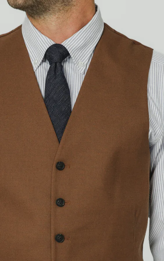 Mid Brown Twill Suit Vest - photo 1 Mid Brown Twill Suit Vest - photo 1