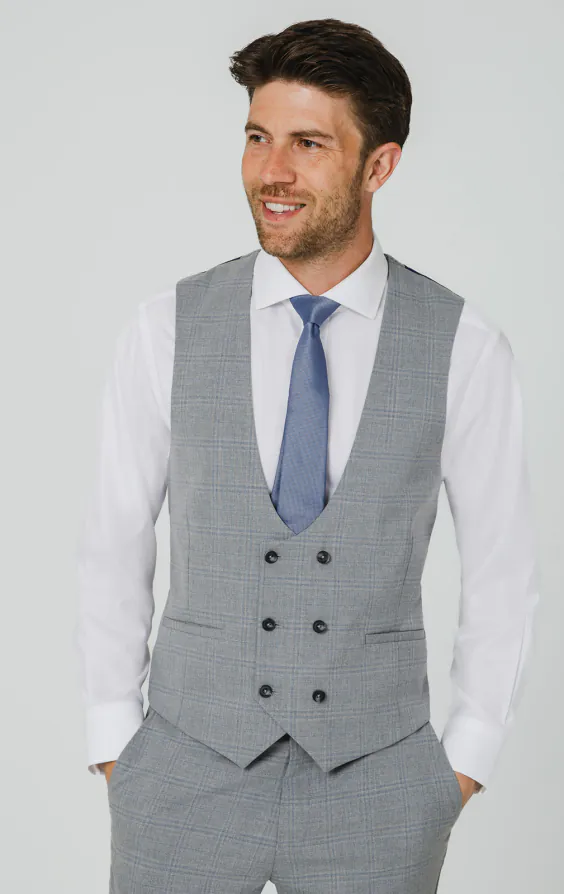Light Grey & Blue Check Vest Light Grey & Blue Check Vest