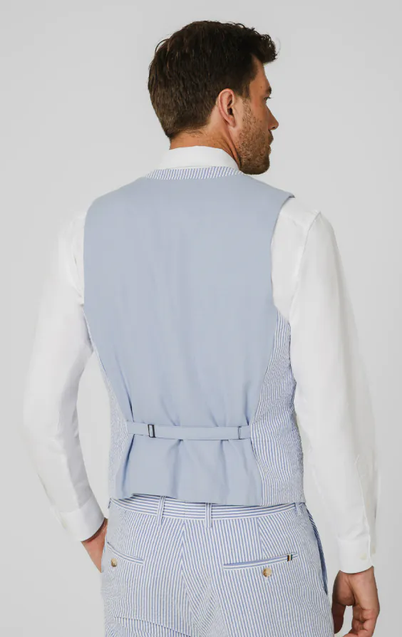 Blue & White Seersucker Vest - photo 2 Blue & White Seersucker Vest - photo 2