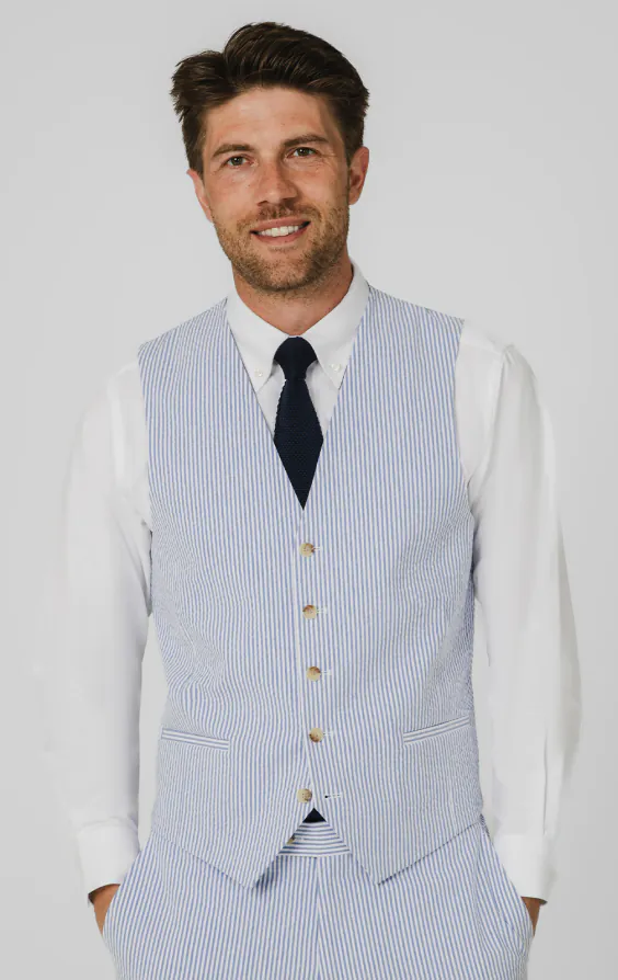 Blue & White Seersucker Vest Blue & White Seersucker Vest