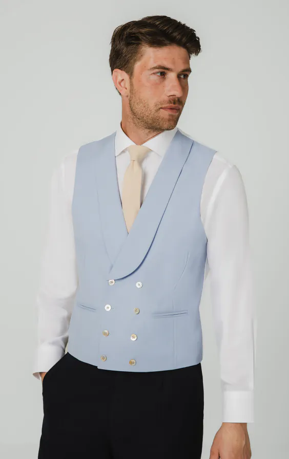 Pale Blue Double Breasted Morning Vest Pale Blue Double Breasted Morning Vest