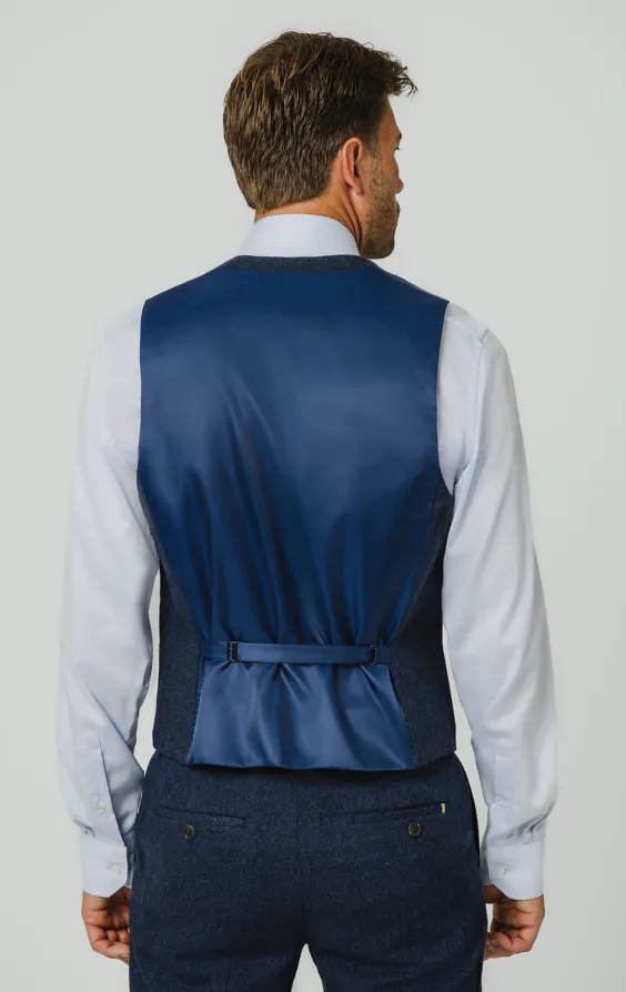 Blue Herringbone Tweed Vest - photo 2