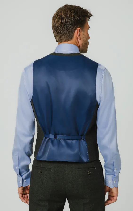 Dark Green Herringbone Tweed Vest - photo 2