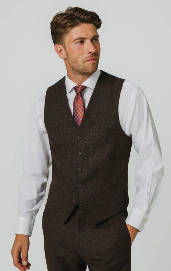 Dark Brown Donegal Tweed Vest Dark Brown Donegal Tweed Vest