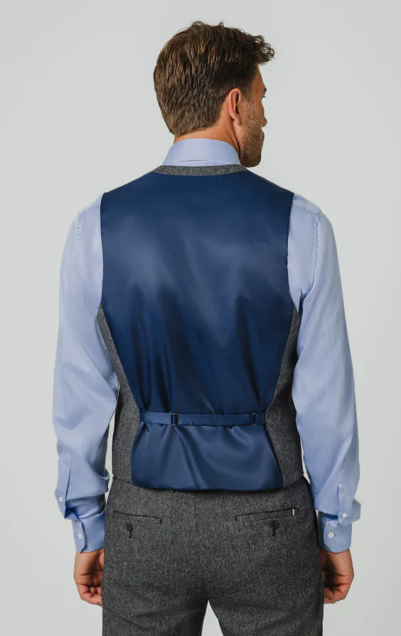 Grey Herringbone Tweed Vest - photo 2