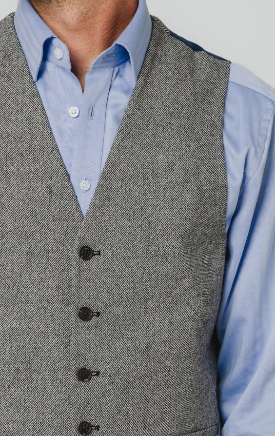 Grey Twill Tweed Suit Vest - photo 1