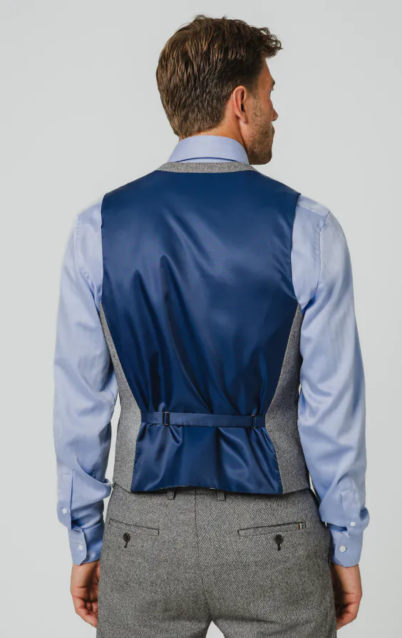Grey Twill Tweed Suit Vest - photo 2
