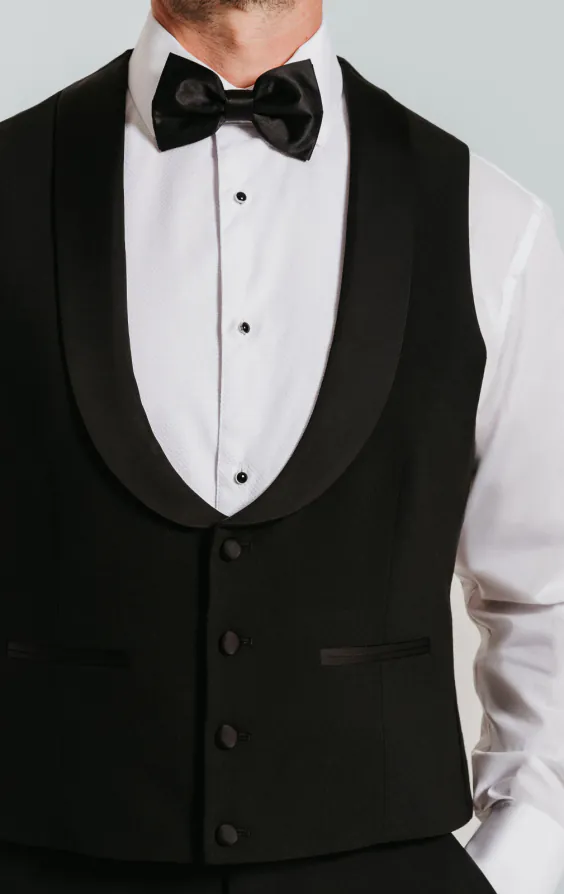 Black Shawl Lapel Tuxedo Vest - photo 1 Black Shawl Lapel Tuxedo Vest - photo 1