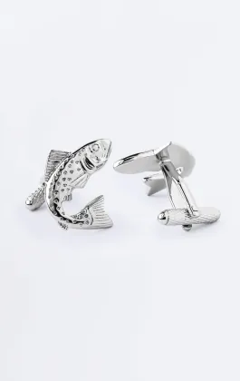 Silver Coloured Fish Cufflinks