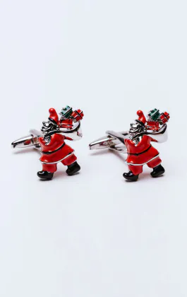Red Father Christmas with Presents Cufflinks