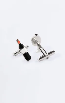 Red Wine Bottle and Glass Cufflinks