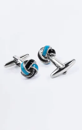 Black, Blue and Silver Knot Cufflinks