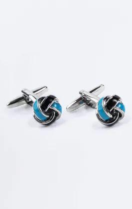 Black, Blue and Silver Knot Cufflinks