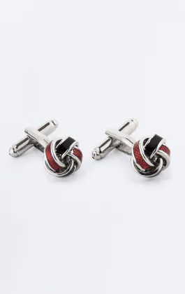Black, Red and Silver Knot Cufflinks