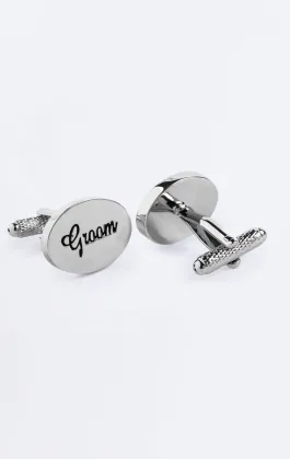 Silver Coloured Groom Cufflinks
