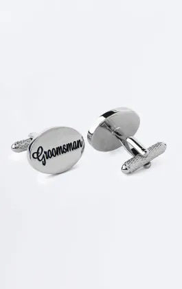 Silver Coloured Groomsman Cufflinks