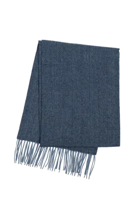 Blue Herringbone Wool Scarf