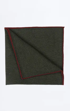 Green Weave Handkerchief with Burgundy Tipping