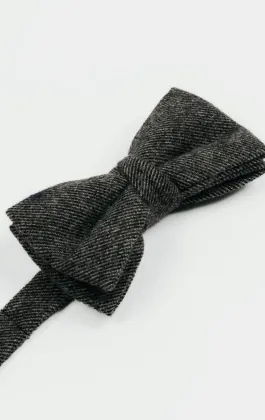 Grey Twill Tweed Bow Tie