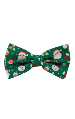 Santa & Friends Green Christmas Bow Tie