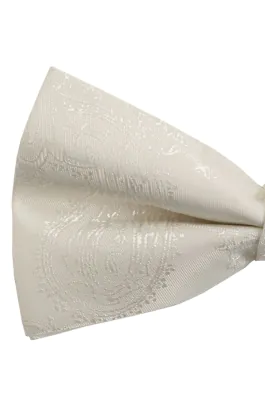Boys Pearl White Paisley Bow Tie
