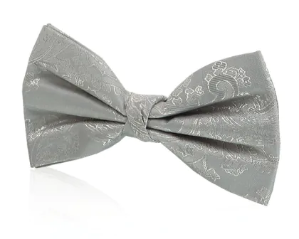 Boys Silver Paisley Bow Tie