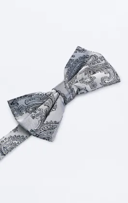 Grey Paisley Bow Tie