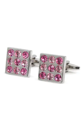 Two Tone Pink Crystal Square Cufflinks